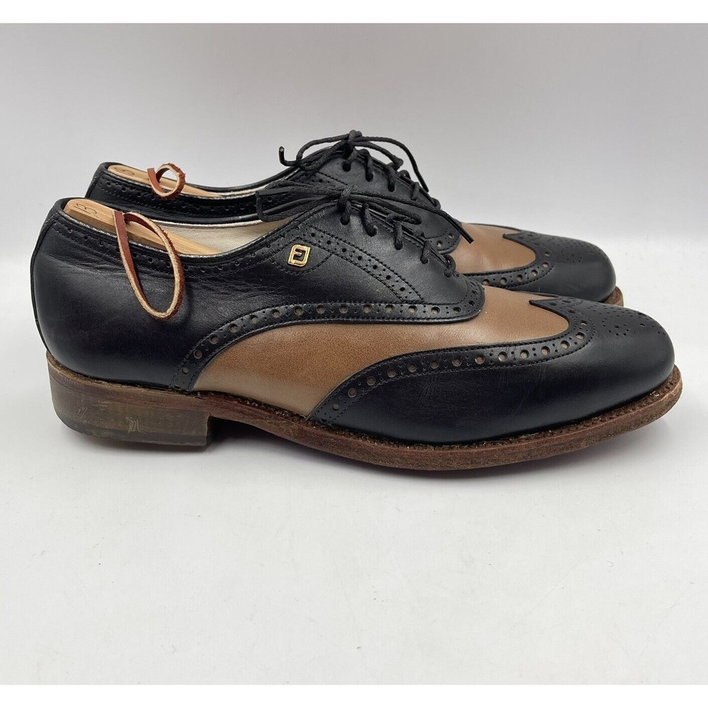 Vintage Footjoy Classics Women 8.5 B Leather Wingtip Golf Shoes Made USA - Picture 5 of 16